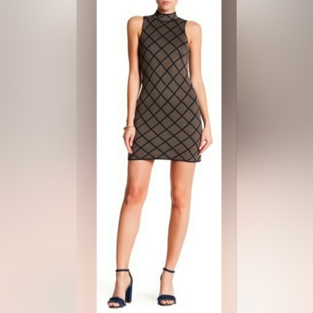 Romeo & Juliet Couture Black and Brown Geometric Mini Dress